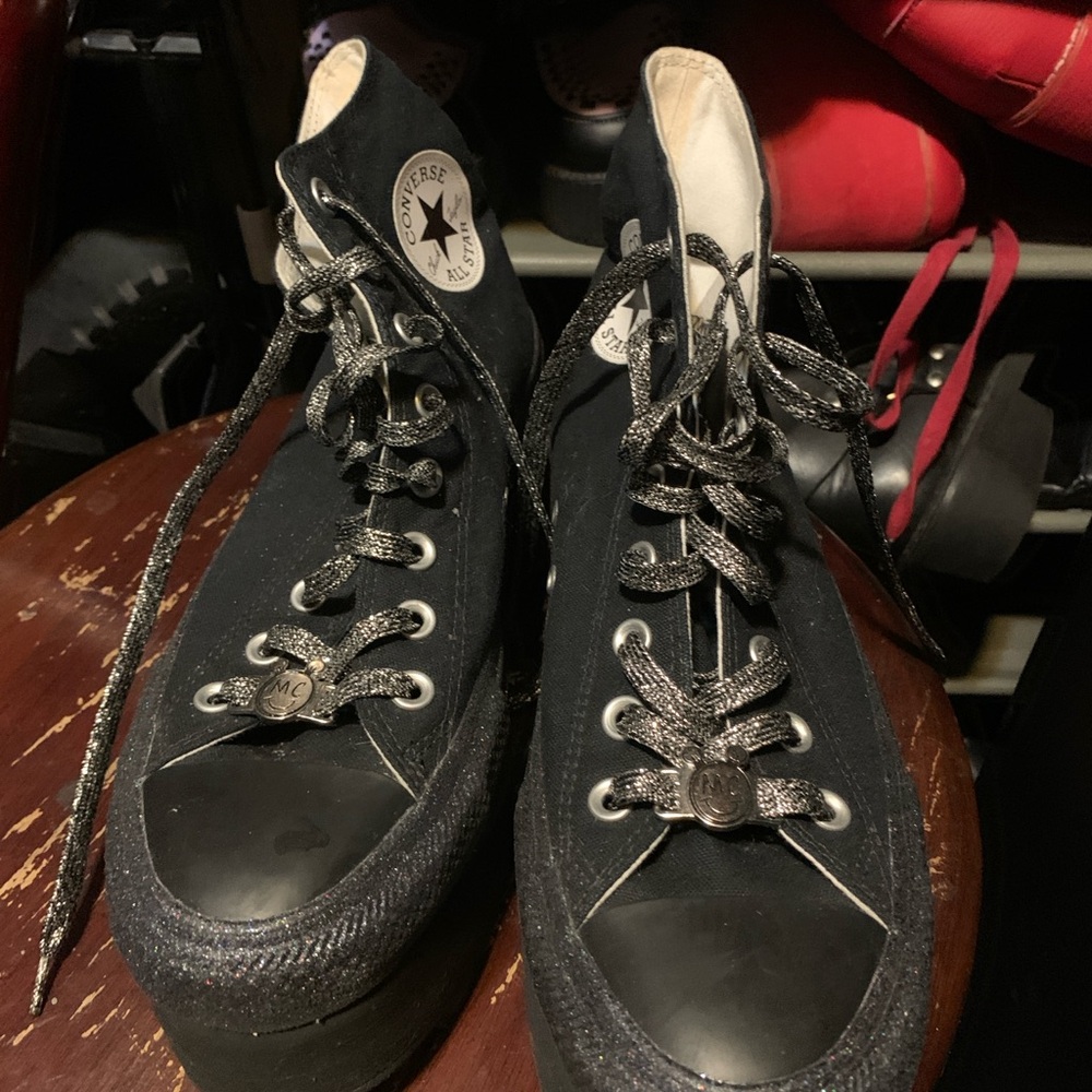 Vintage Miley Cyrus black platform converse